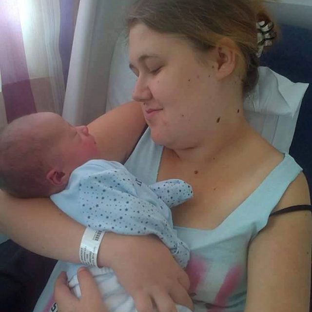 Shannon Bancroft holds  Kayden 