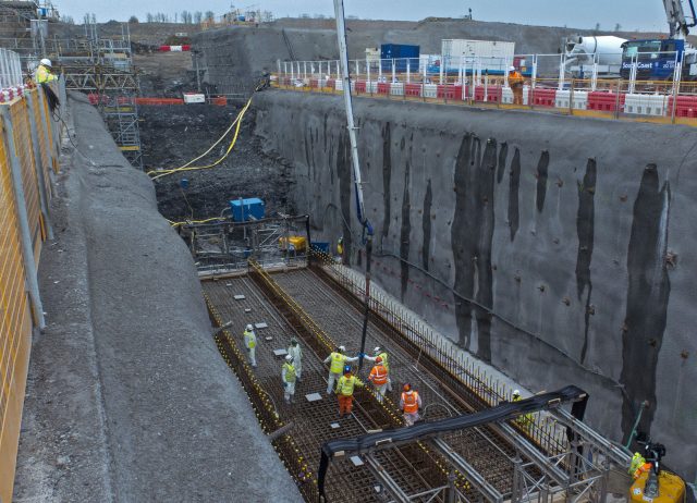 Concrete being poured at the Hinkley Point C (HPC) site in Somerset (EDF Energy/PA)