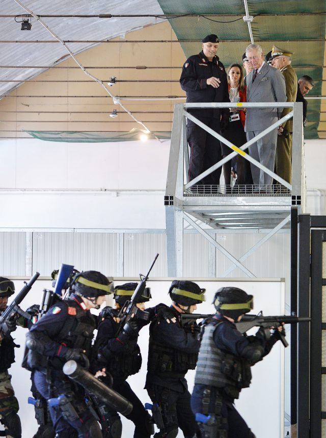 The Prince of Wales watches a special forces team training exercise