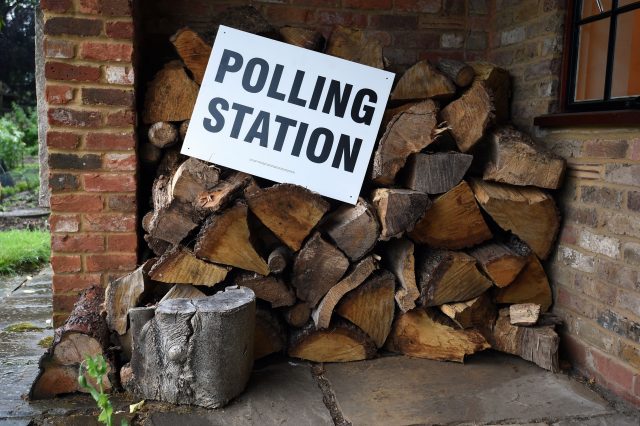 A sign outside a polling station