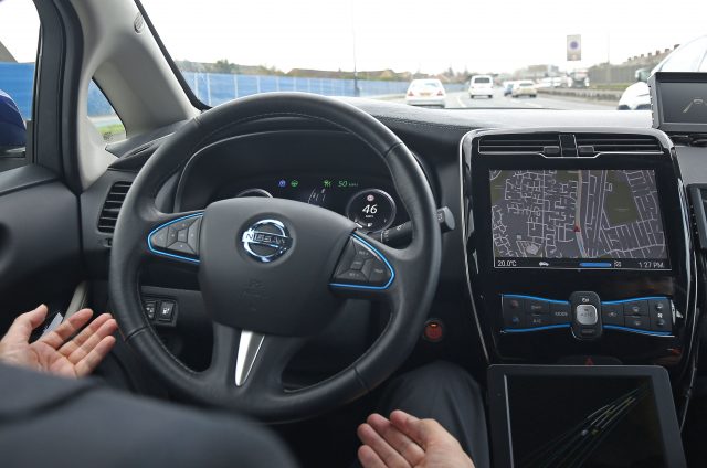 A Nissan driverless car being put through its paces
