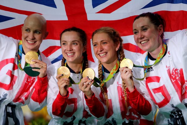 Elinor Barker, second left, and Katie Archibald, right, thrived in Laura Kenny's absence at this year's Track Cycling World Championships (David Davies/PA)