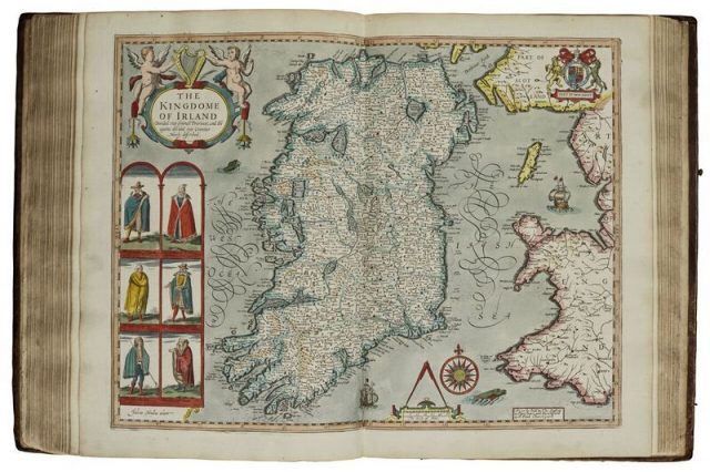 A hand-coloured map by Briton John Speed dating from the 17th century, showing the provinces of Ireland (Sotheby's/PA)