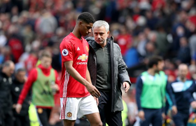 Marcus Rashford talks to Jose Mourinho