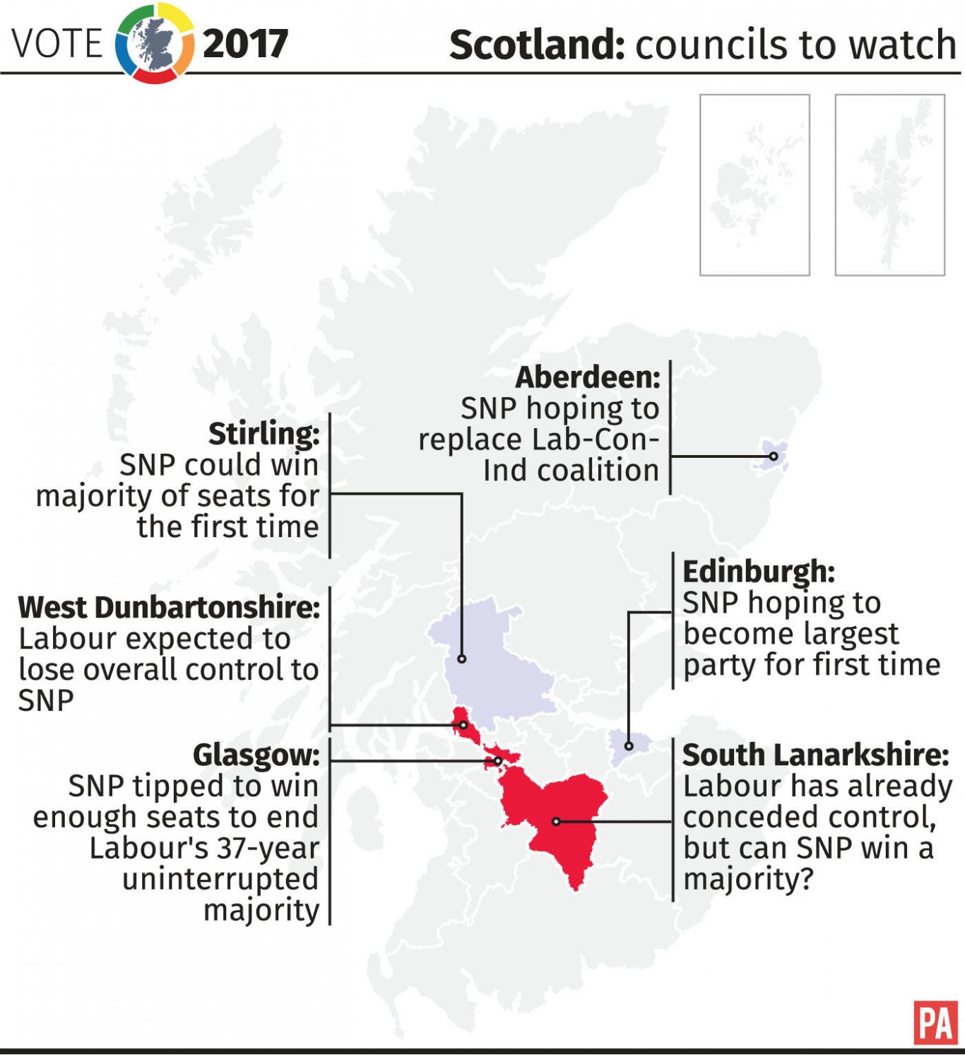 Scottish councils to watch inthe May 4 local elections graphic