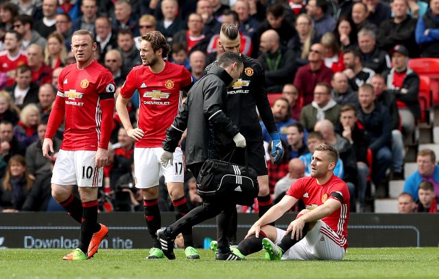Luke Shaw heads down the tunnel at Old Trafford