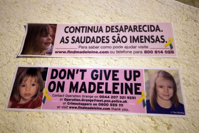 Car bumper stickers raising awareness of Madeleine McCann