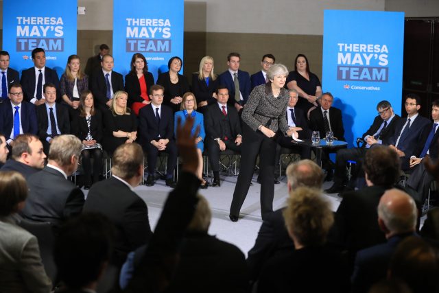 Theresa May during the campaign visit to York (Danny Lawson/PA)