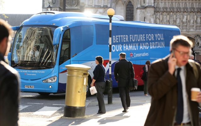 The Conservative Party election campaign bus (Chris Radburn/PA)