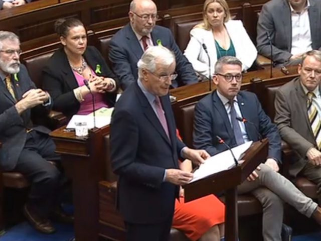 Michel Barnier addresses Ireland's parliament at the Houses of the Oireachtas (PA)