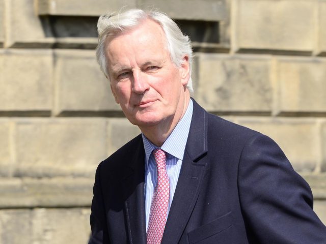 Michel Barnier arrives at Government Buildings in Dublin (PA)