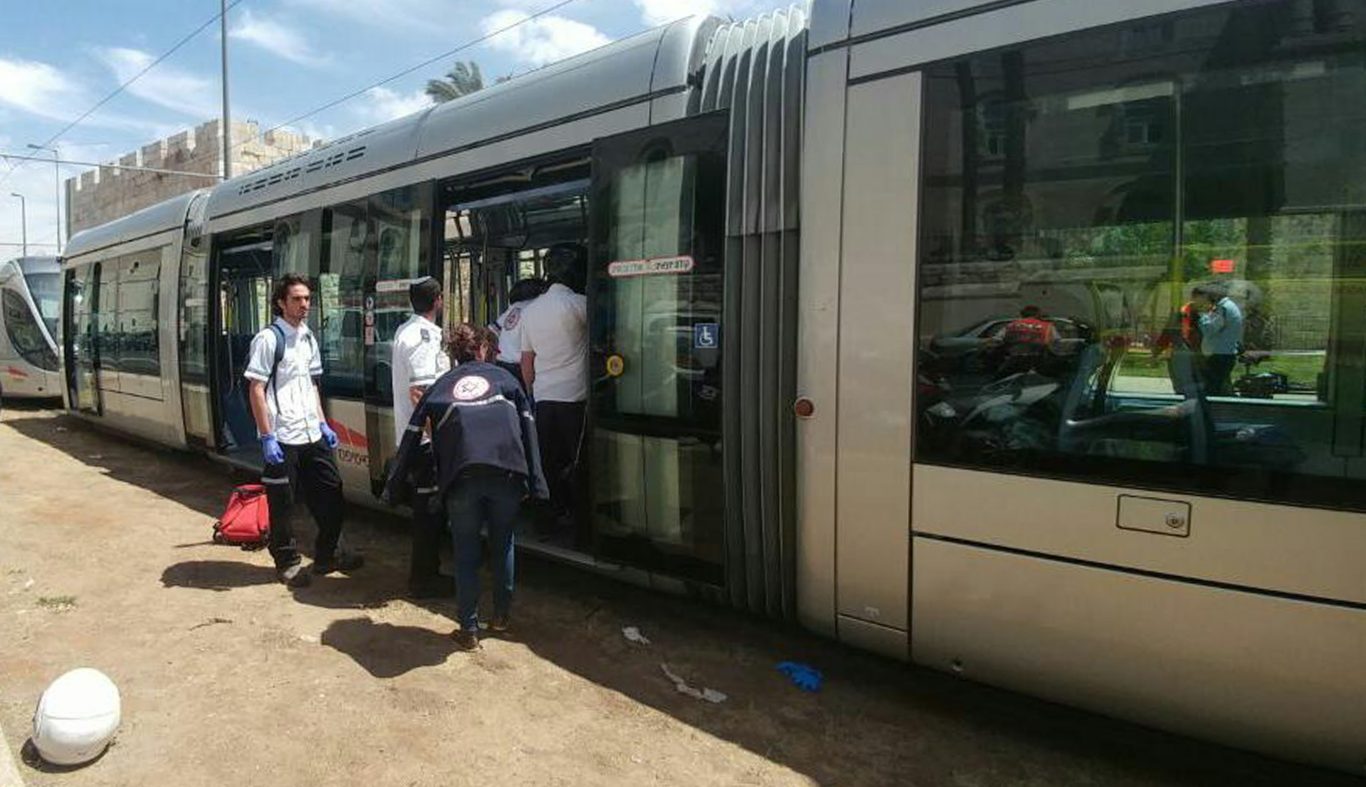 The scene on the train in Jerusalem. (Twitter feed of Magen David Adom/@Mdais/PA)