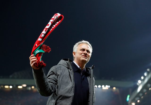 Jose Mourinho celebrates Manchester United's victory