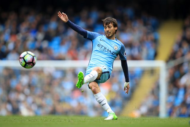 Manchester City's David Silva passes the ball