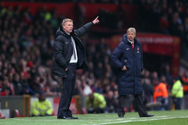 David Moyes, left, and Arsene Wenger on the touchline