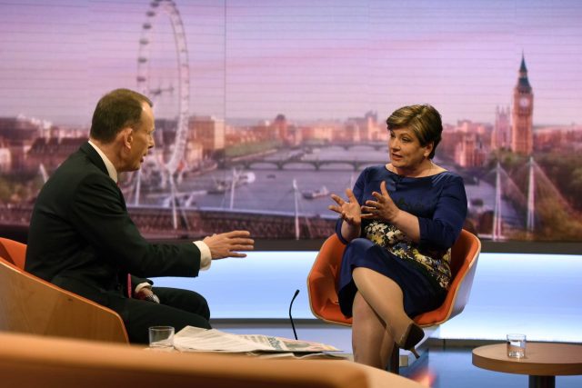 Shadow foreign secretary Emily Thornberry appearing on the Andrew Marr Show (Jeff Overs/BBC/PA)