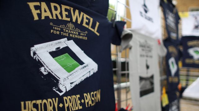White Hart Lane memorabilia outside the stadium (David Davies/PA)