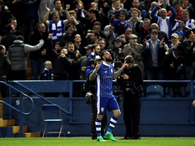 Steven Fletcher celebrates scoring his side's first goal of the game