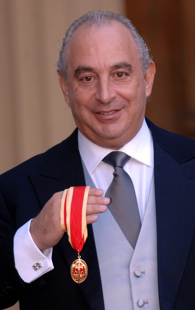 Sir Philip Green with his knighthood. (Stefan Rousseau/PA)