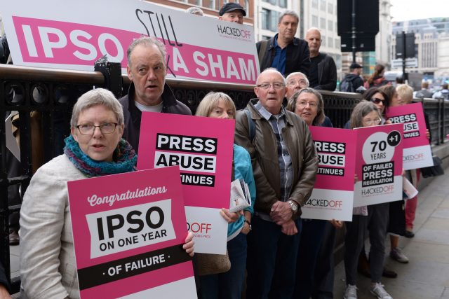 Hacked Off campaigners protest against IPSO (Stefan Rousseau/PA)