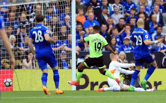 Junior Stanislas gives Bournemouth the lead at the King Power Stadium
