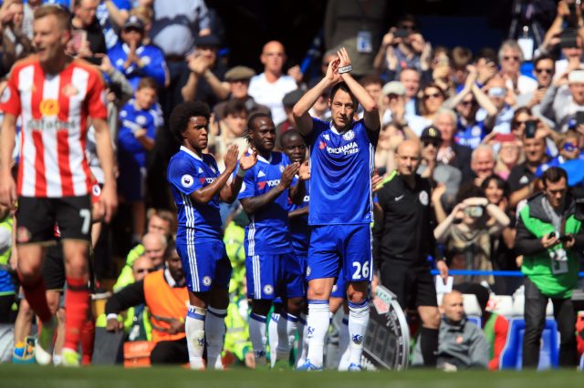Chelsea's John Terry applauds the fans as he leaves the field