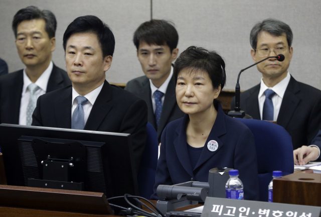 The former South Korean president in court. (Ahn Young-joon/AP)