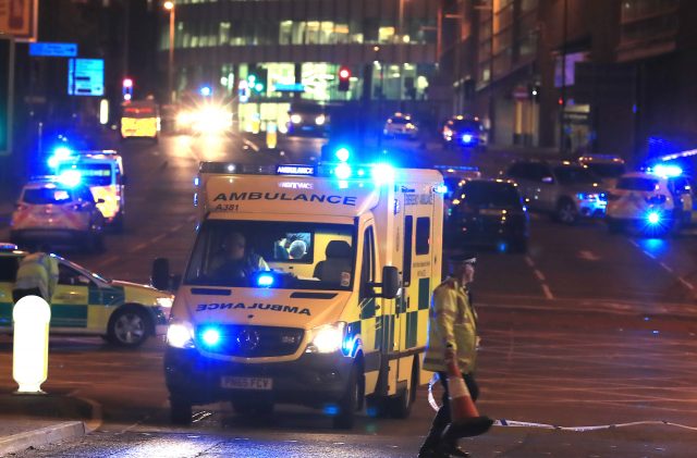Emergency services at Manchester Arena after Monday night's explosion (Peter Byrne/PA )