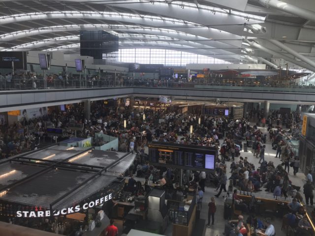 The Terminal 5 departure lounge at Heathrow airport after flights were cancelled