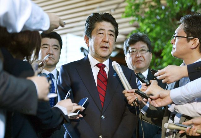 Japanese PM Shinzo Abe answers questions about North Korea's missile launch
