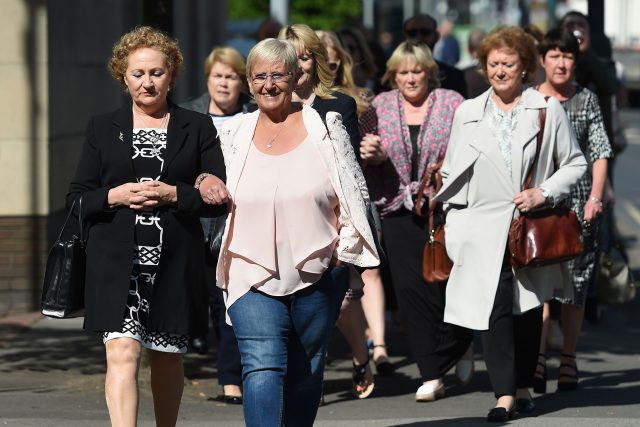 Some of the surgeon's victims arrive at the court (Joe Giddens/PA)