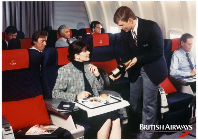 Champagne is served on an aircraft