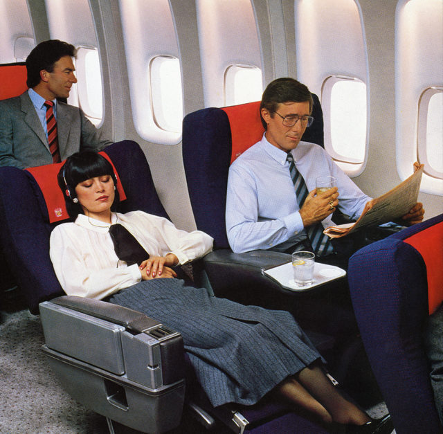Customers relaxing on a BA flight