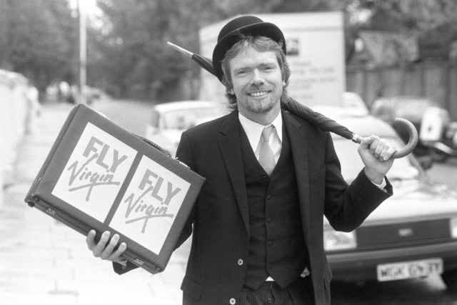 Virgin Atlantic chief Richard Branson at the launch of his scheme to tempt business passengers to travel with the airline