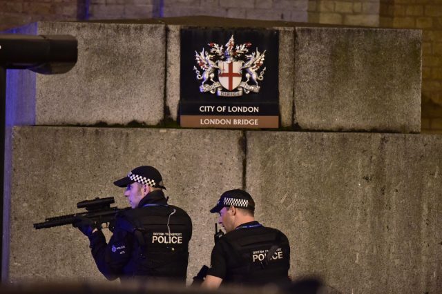 Armed police are on the scene on London Bridge after an incident