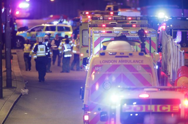 Emergency personnel on London Bridge as police deal with an incident