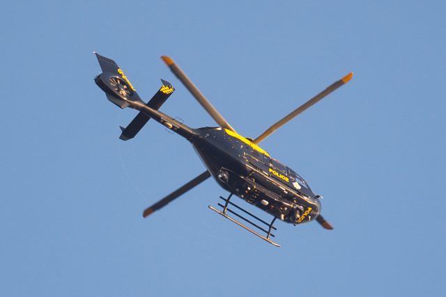 A police helicopter flies over London Bridge and Borough Market (Dominic Lipinski/PA)