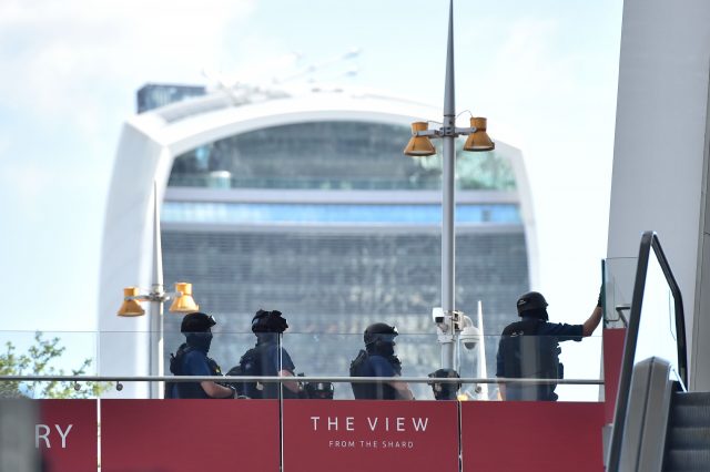 Armed police at the foot of the Shard