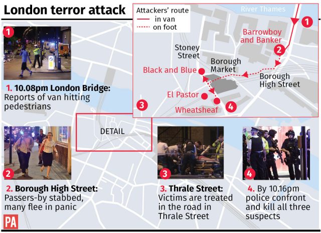 Map locates attacks in central London