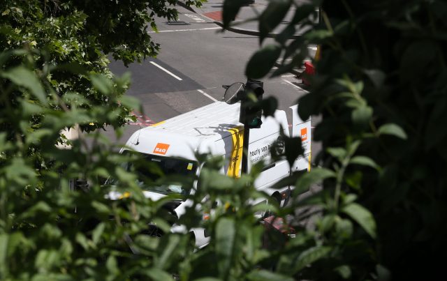 The van used by the terrorists at London Bridge and Borough Marker