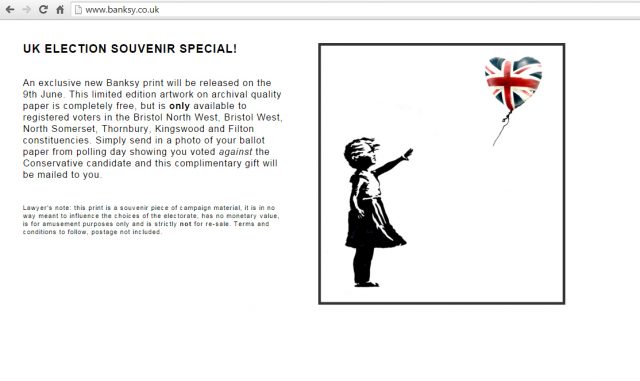 The original offer had targeted voters in four electorates (Banksy.co.uk/PA)