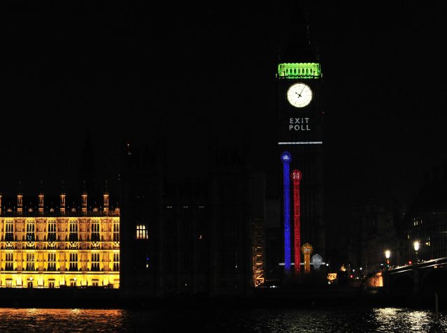 The 2010 exit poll result was projected onto Big Ben's tower (Tim Ireland/PA)
