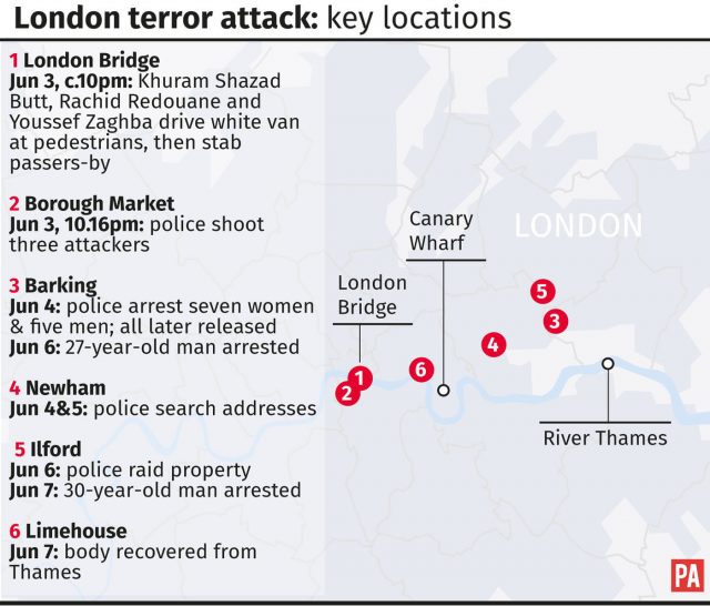 London terror attack key locations and events