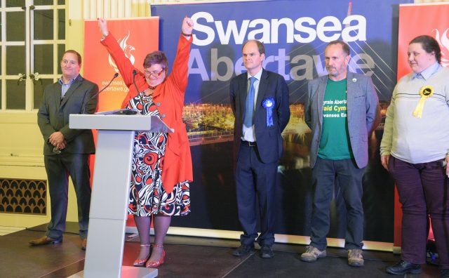 Labour's Carolyn Harris speaks after winning the Swansea East seat (Ben Birchall/PA)