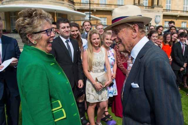 The Duke of Edinburgh meets Prue Leith. (Dominic Lipinski/PA)