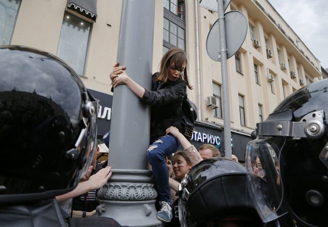 Protester in Moscow