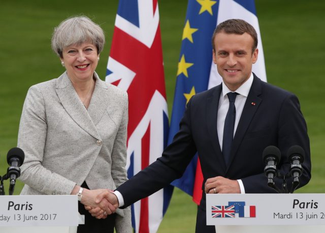 French President Emmanuel Macron and Prime Minister Theresa May 