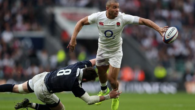 Ryan Wilson tackling England's Jonathan Joseph during the RBS Six Nations match at Twickenham