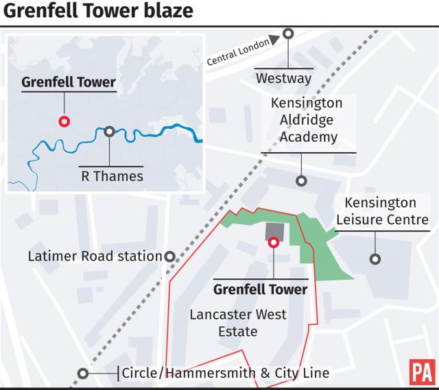 The location of Grenfell Tower in London