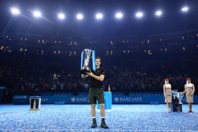 Andy Murray celebrates his victory at the ATP finals